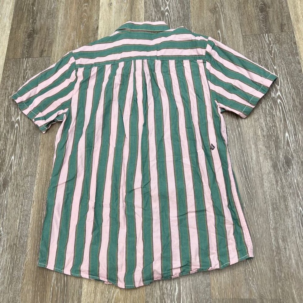 Volcom Modern Fit Button Down Green Striped Casua… - image 8